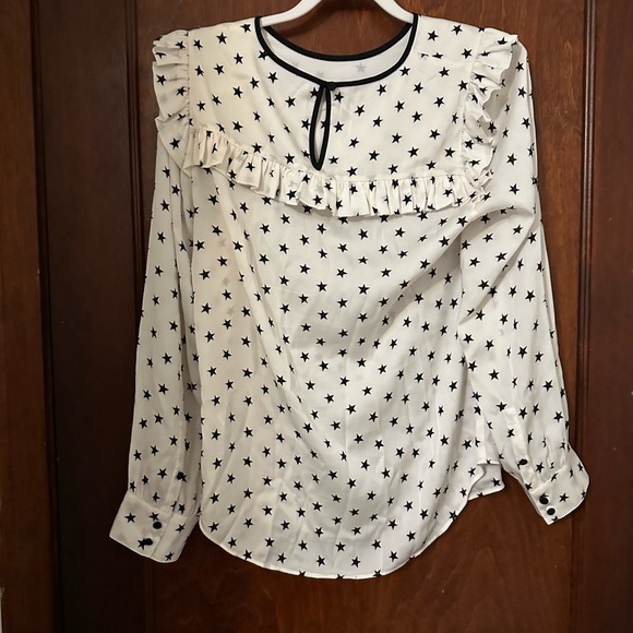 J. Crew Silk Stars Ruffle Long Sleeves Blouse Size 8T - Picture 4 of 6